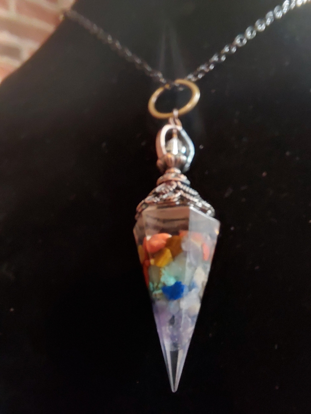 Multicolor Chakra Crystal RESIN Pendant Necklace